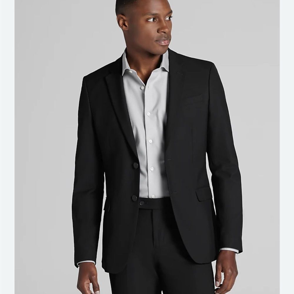 EGARA 38 regular 100% wool slim fit suit jacket Classic Black Men's Blazer